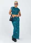   front view of model wearing Princess Polly Mariana Maxi Skirt Blue 