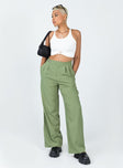 front view of model wearing Princess Polly Lovilla Pants Green 