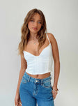 Front view of model wearing  front Princess Polly Sleeveless Square Neck  Caston Top White