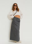 Front view of model wearing  front Devine Cargo Maxi Skirt Slate Princess Polly  Maxi 