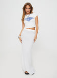 front view of model wearing Princess Polly Sting Ray Tee White Short Sleeves Crew Neck 