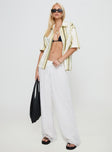 front view of model wearing Princess Polly Grove Mesh Pants White Low Rise Pants 