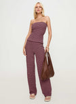 front view of model wearing Princess Polly Televize Pants Brown / Pink High Waisted Pants 