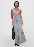 front view of model wearing Princess Polly Pokey Maxi Dress Black / White Stripe Plunger 