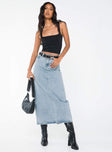 product Whessler Split Back Denim Midi Skirt Angel Blue Princess Polly  Midi Skirts 