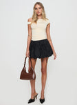   front view of model wearing Princess Polly Vannes Bubble Hem Mini Skirt Black Mini Skirts 