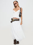 front view of model wearing Princess Polly To Ones Liking Top White Sleeveless Plunger 