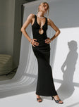 front view of model wearing Princess Polly Zaloma Cut Out Maxi Dress Black Plunger 