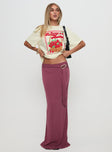   front view of model wearing Princess Polly Tamera Maxi Skirt Burgundy Maxi 