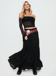   front view of model wearing Princess Polly Mya Maxi Skirt Black Maxi 