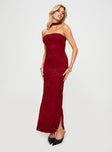 front view of model wearing Princess Polly Melantha Strapless Maxi Dress Red Straight Neck 