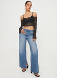 product Princess Polly High Waisted  Azula Mid Rise Wide Leg Denim Jean Mid Blue