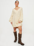 product Princess Polly High Neck  Dravi Mini Sweater Dress Oatmeal