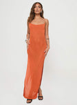 front view of model wearing Princess Polly Cote Maxi Dress Orange Scoop Neck 