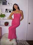 Front view of model wearing  front Princess Polly Sweetheart Neckline  Tillee Mesh Maxi Dress Fuschia