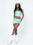   front view of model wearing Princess Polly Nate Mini Skirt Blue / Green Mini Skirts 