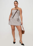 side view of model wearing Princess Polly Be My Baby Top Plaid Curve Sleeveless straight 