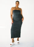 Front view of model wearing  front Princess Polly High Neck  Oscar Midi Dress Grey Curve