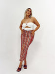   side view of model wearing Princess Polly Molly Retro Stripe Midi Skirt Multi 