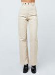 side view of model wearing Princess Polly Uptown Cord Pant Beige 