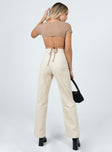 back view of model wearing Princess Polly Uptown Cord Pant Beige 