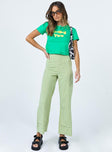 front view of model wearing Princess Polly Euros Pants Lime Green 