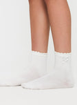 Jenah Bow Socks White