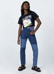 front view of model wearing Princess Polly Cameron Denim Jeans Mid Rise 