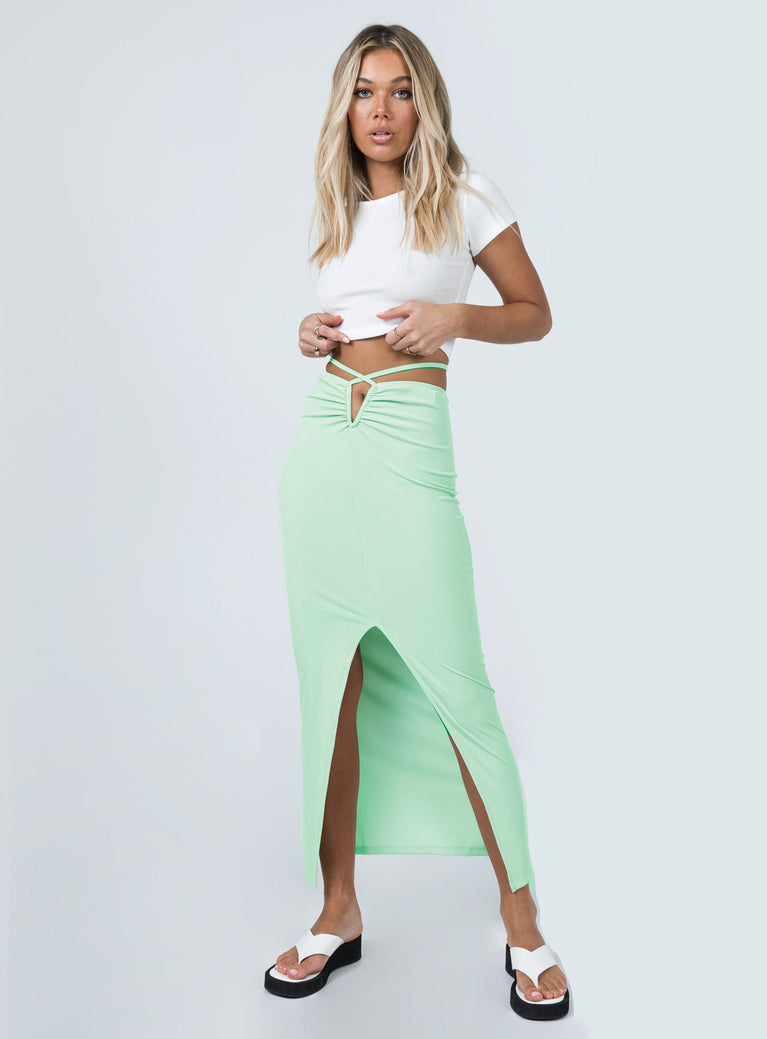   front view of model wearing Princess Polly True Intentions Maxi Skirt Sage 