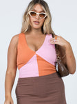 front view of model wearing Princess Polly Faiyaz Top Pink / Orange 