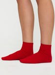 Sports Crew Ribbed Socks Red