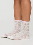 Brookvale Sock White / Pink