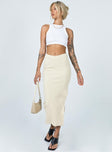   front view of model wearing Princess Polly Abigail Midi Skirt Cream 