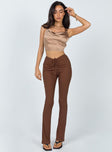 front view of model wearing Princess Polly Imogen Pants Brown 