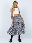   front view of model wearing Princess Polly Hale Midi Skirt Black / White 