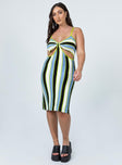 front view of model wearing Princess Polly Parker Mini Dress Multi Stripe 