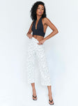 side view of model wearing Princess Polly Nelly Wide Leg Face Print Pants White 