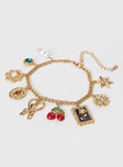 Cherry Dreams Charm Bracelet Gold