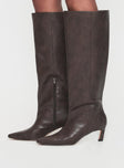 Aminah Knee High Boots Charcoal