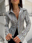 product Princess Polly Full Sleeves Asymmetric Neckline  Anni Stripe Shirt Multi