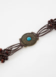 Brown Woven belt Gemstone and bead detail