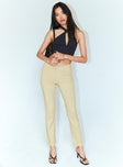 side view of model wearing Princess Polly Zara Pant Beige 