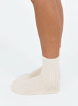 Socks Ribbed knit material Elasticated cuff Good stretch