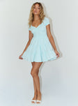 front view of model wearing Princess Polly Daniela Mini Dress Blue 