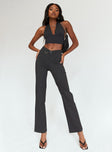 front view of model wearing Princess Polly Billie D Ring Pants Black 