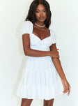 Front view of model wearing  front Princess Polly Square Neck  Danny Mini Dress White