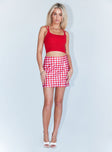   front view of model wearing Princess Polly The Joan Checkerboard Mini Skirt Pink 