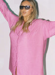 side view of model wearing Princess Polly Evolving Shirt Dress Pink 