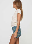   side view of model wearing Princess Polly Pravara Mini Skirt Ornate Mini Skirts 