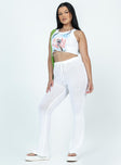 Front view of model wearing  front Princess Polly High Waisted Pants  Santorini Knit Pant Ivory